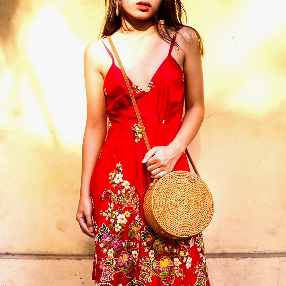 BOHO RATTAN SHOULDER BAG - Picture 1 of 8